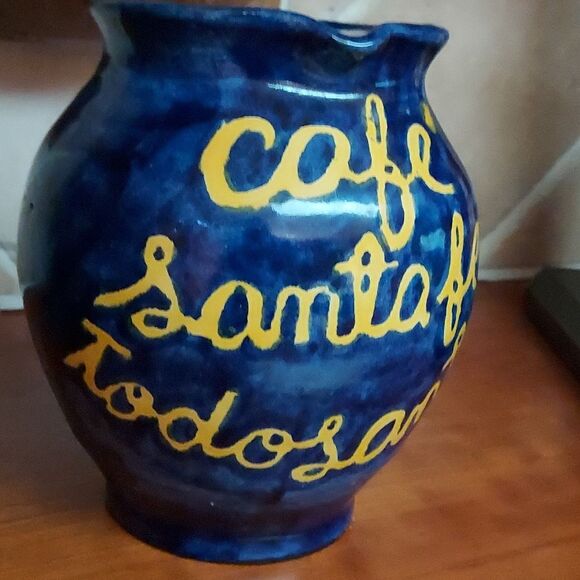 Mexican Blue Pottery Pitcher Jug Talavera Amora signed Vintage - Picture 2 of 16